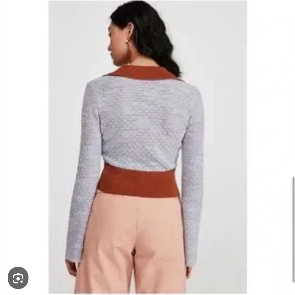 Free People Blue Combo Collar Cropped Sweater M